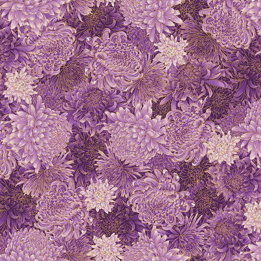 Packed Metallic Chrysanthemum in Purple - Shizuka - Timeless Treasures