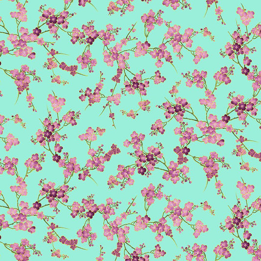 Cherry Blossom Branches in Aqua - Shizuka by Chong-A Hwang