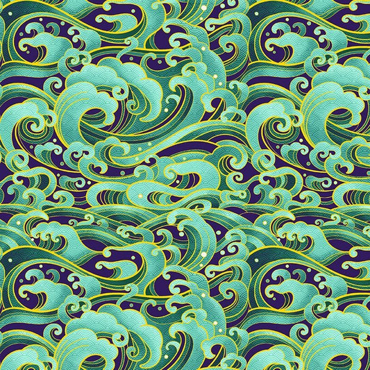 Textured Waves Metallic in Green - Shizuka by Chong-A Hwang