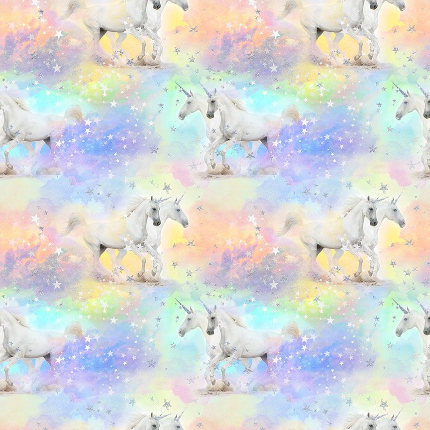 Unicorns & Stars Met in Pastel - Unicorns  - Timeless Treasures