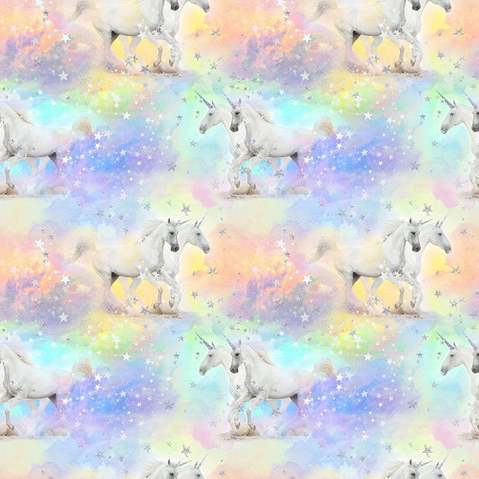 Unicorns & Stars Met in Pastel - Unicorns  - Timeless Treasures