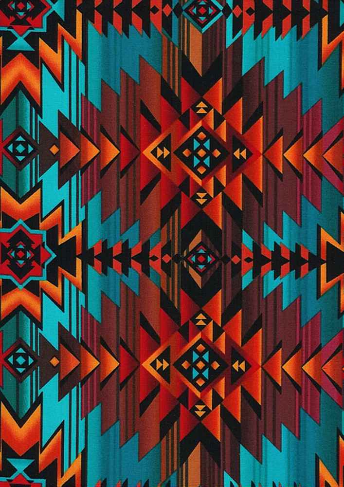 Southwest Blanket in Turquoise - Southwest Sunset - Timeless Treasures